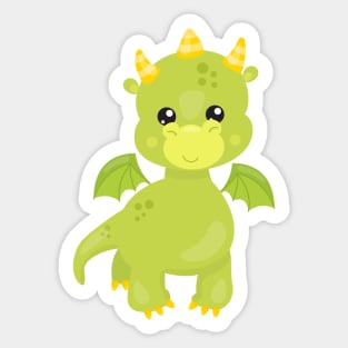 Cute Dragon, Little Dragon, Green Dragon, Magic Sticker